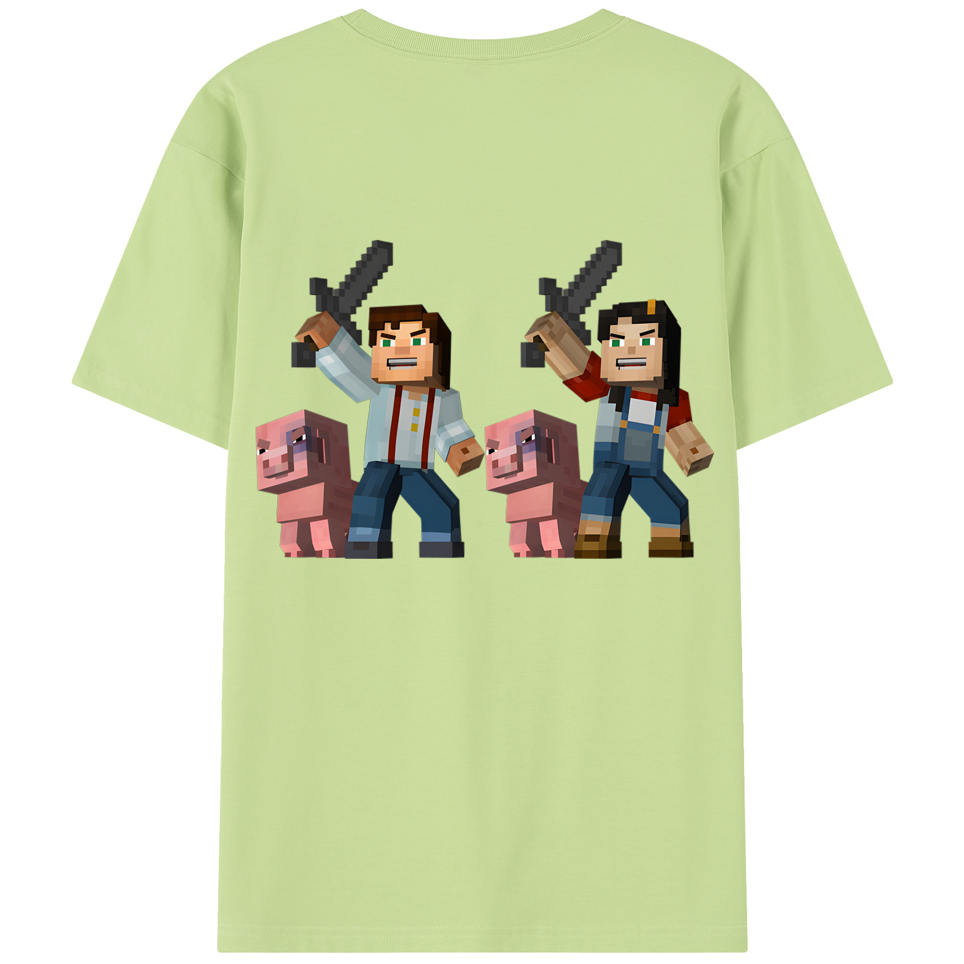 （画像用） マインクラフト ブロックの世界 Minecraft MC Block world 綿100％半袖Tシャツ（背面プリント）